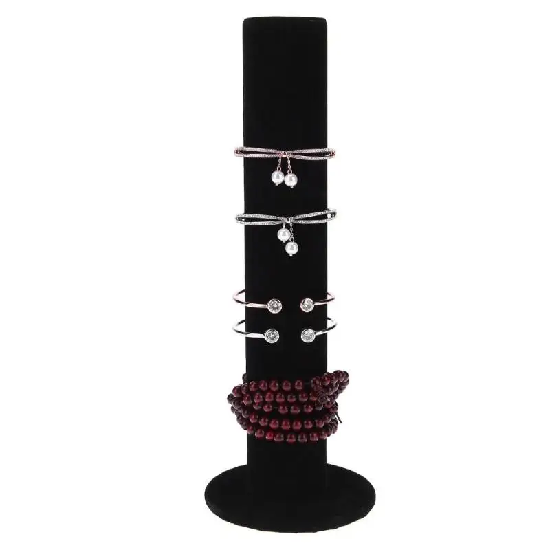 Black Velvet Jewelry Display Storage Stand Non Detachable Vertical