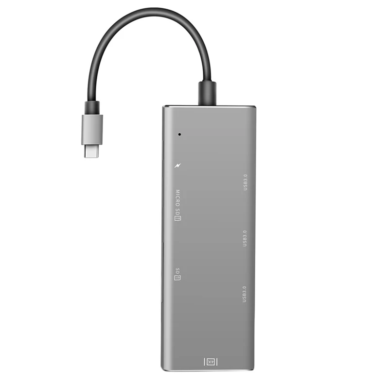 7-в-1 usb-хаб кабель-Переходник Usb C на Hdmi Rj4 с Тип-C Мощность доставки видео в формате 4K Hd Sd/Tf Card Reader устройство чтения карт Usb 3,0 концентратор для Macbook Pro Тип C H - Цвет: Grey