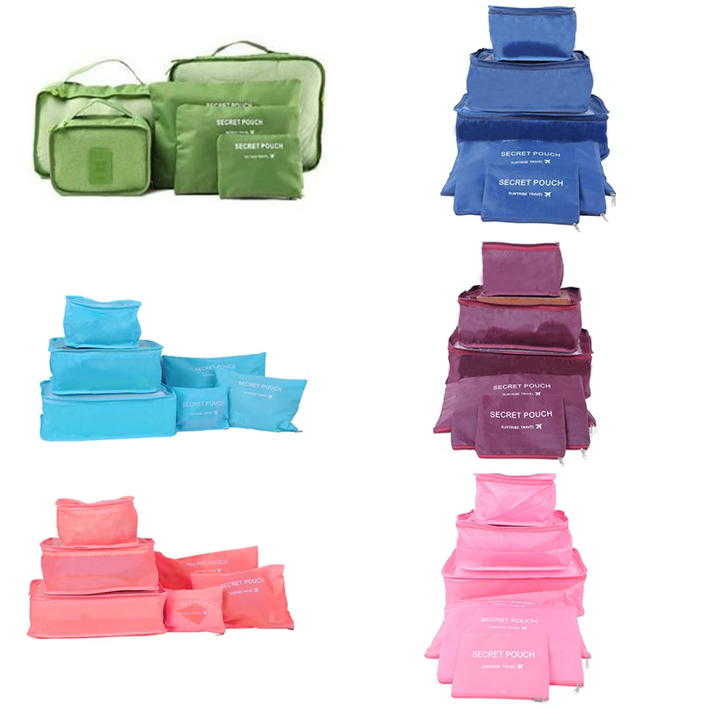 

Litthing Travel Organizer Make Up Functional Bag Clothing Luggage Packing Cubes Travel Storage Bag Women Cosmetic Case 6Pcs/set