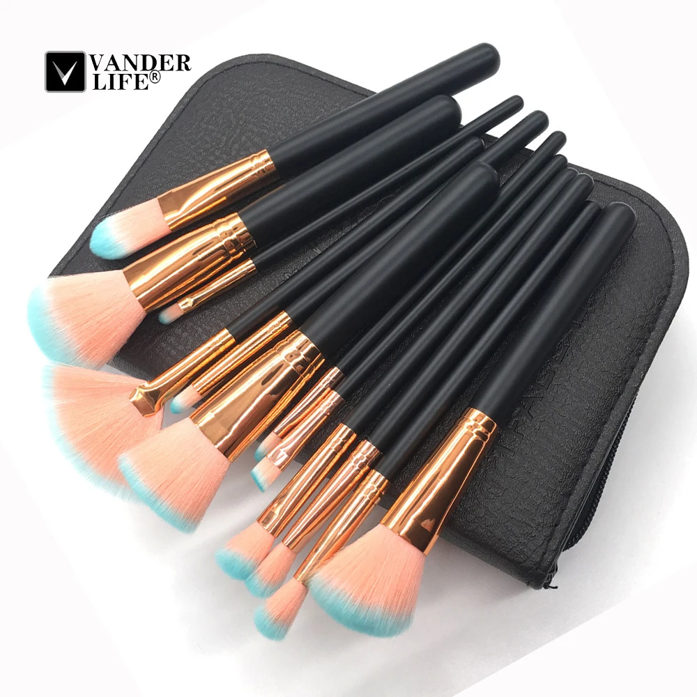 Superior Quality 12pcs Makeup Brush Set Profession Face Powder Foundation Eye Shader Make Up Cosmetics Beauty Tools With PU Bag (12)