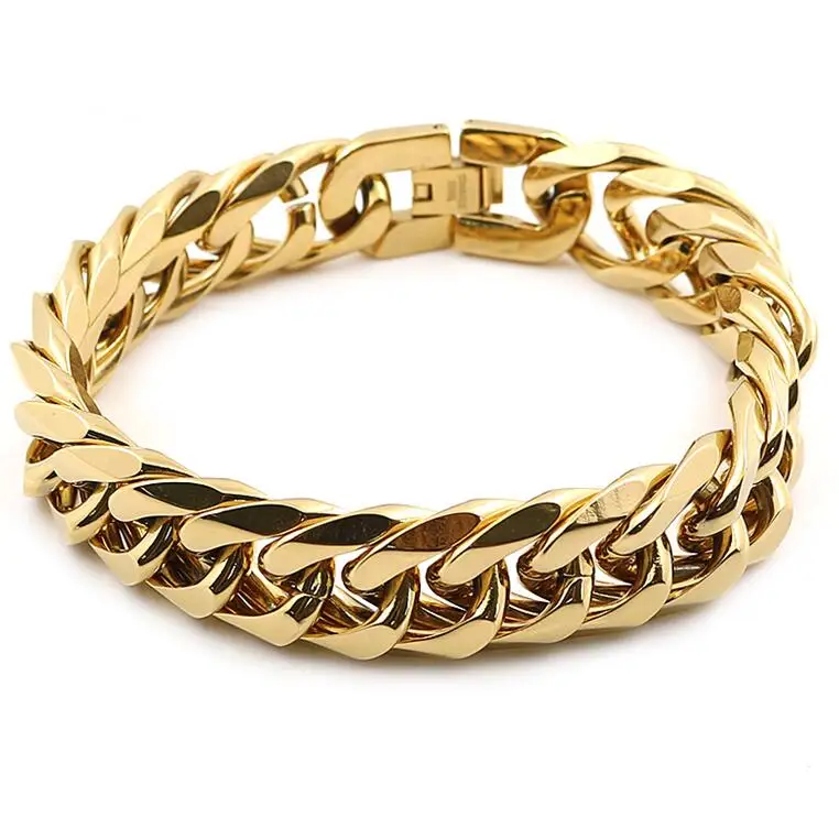 JOVO хип-хоп массивные граненые мужские браслеты на цепочке роскошные золотые/серебряные 2/4 граненые браслеты на цепочке для мужских ювелирных изделий - Окраска металла: 4 faceted gold color