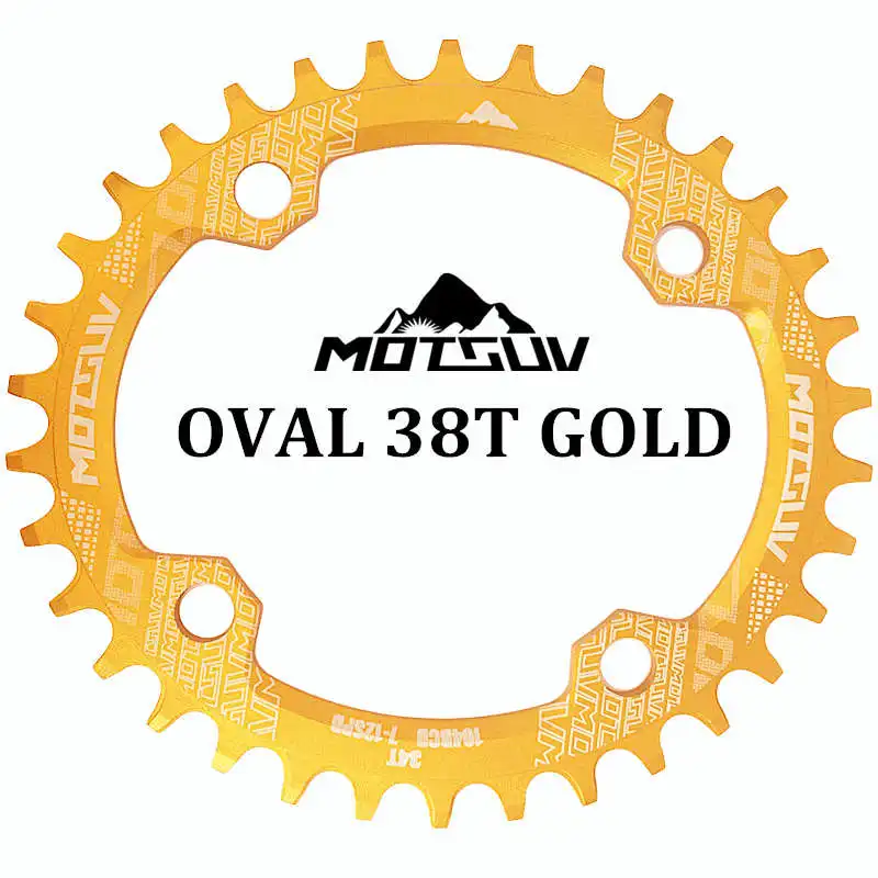 MOTSUV Прокат Crank 104BCD 32 Т/34 Т/36 Т/38 Т Овальные Chainring Узкий Широкий MTB велосипед Chainwheel Круг Шатуны Пластина Части Велосипеда - Цвет: Gold Oval 38T