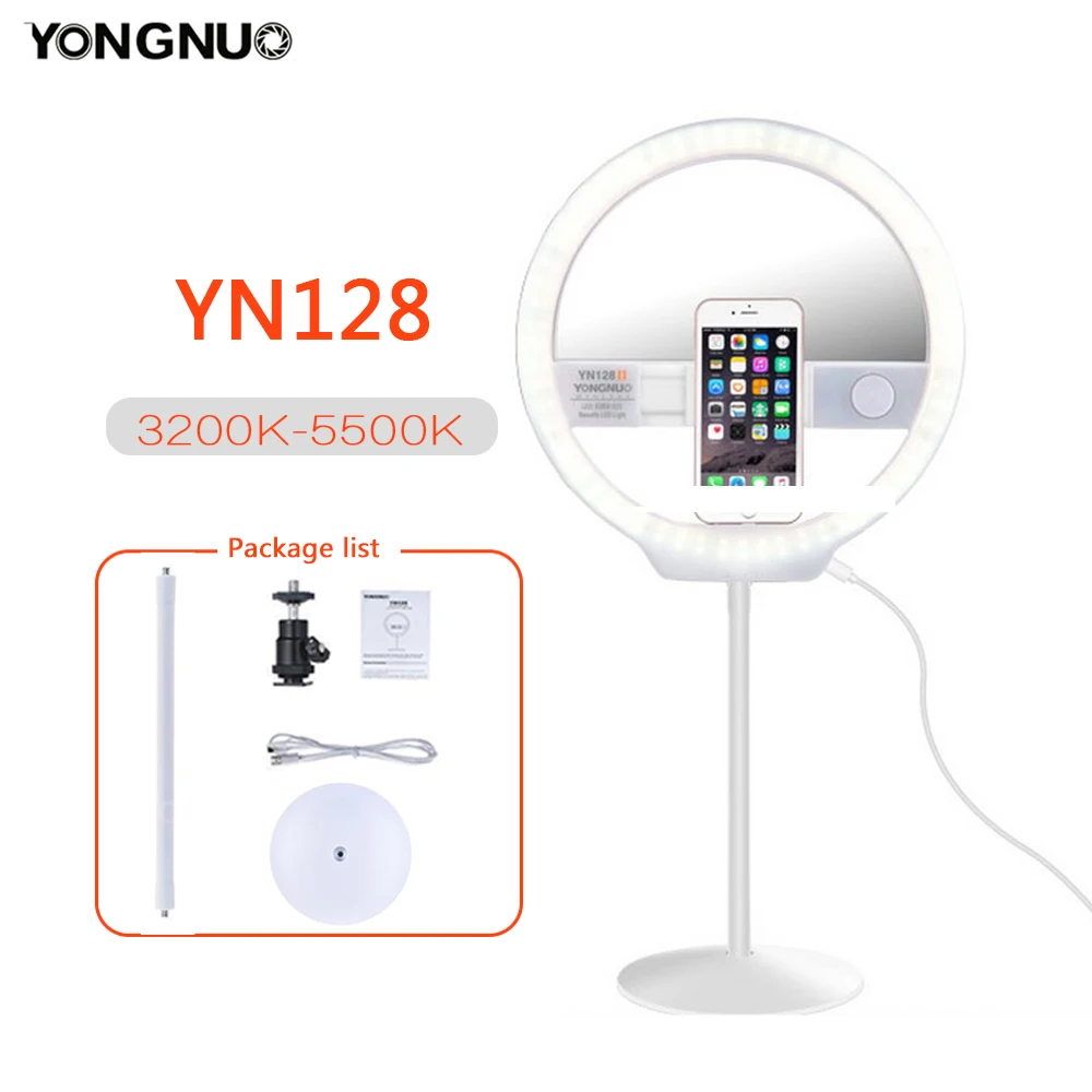 

YONGNUO YN128 for Camera Photo/Studio/Phone/Video 128 LED Ring Light 3200K-5500K Photography Dimmable Ring Lamp