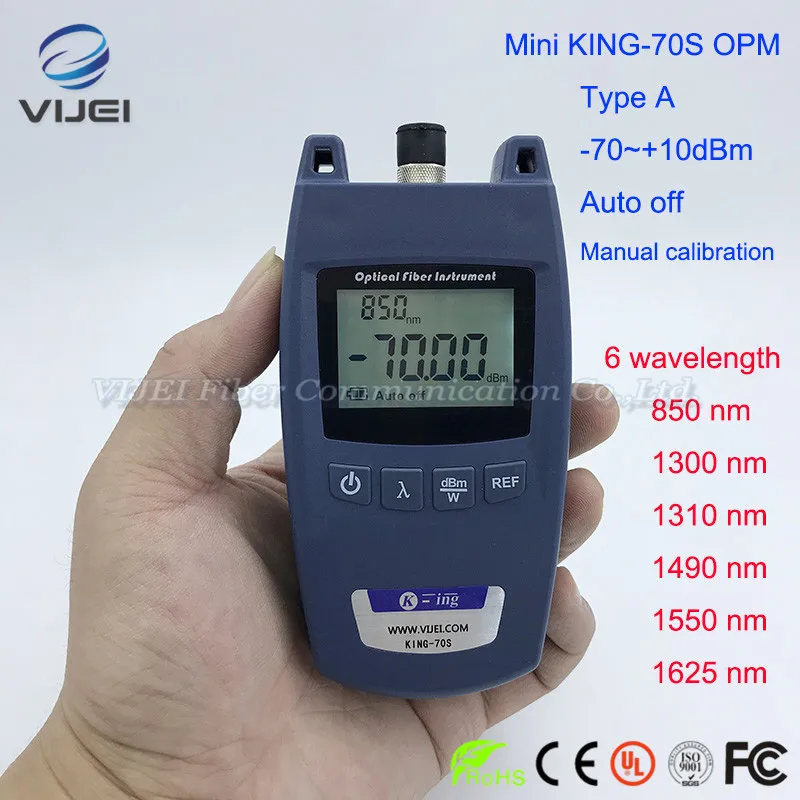 

FTTH Mini KING-70S Type A Optical Power Meter Fiber Optical Cable Tester -70dBm~+10dBm power meter