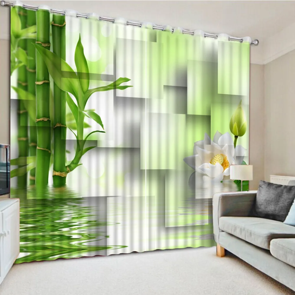 custom any size louts curtains 3D Curtain Luxury Blackout Window Curtain Living Room bamboo curtains stereoscopic