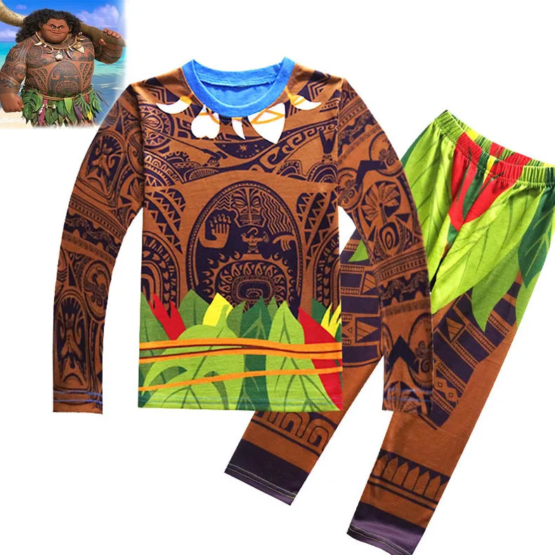 

2019 kids pajamas sets Baby girl and boys clothes Moana pijamas baby boys girls cartoon long sleeve T-shirt+Pants 2pcs
