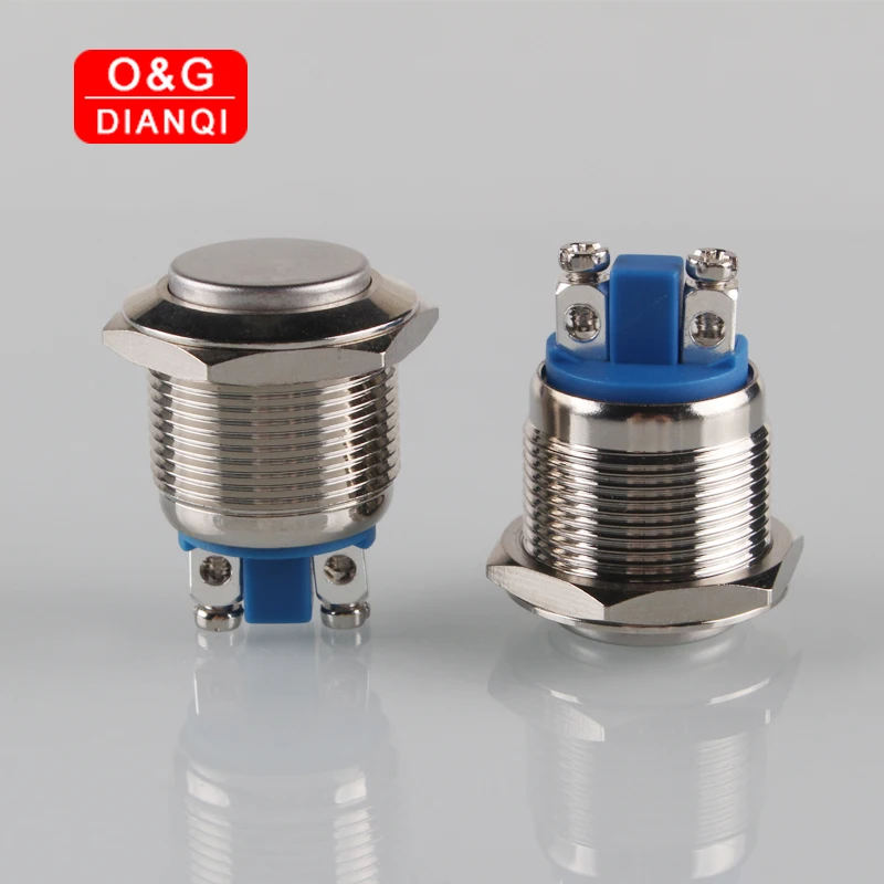 

19mm Metal Push Button Switch High Head Button Switch Screw Feet Waterproof Momentary Self locking Switch