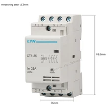 4P контактор переменного тока 25A бытовой контактор 110V 24V 220V 230V 400V~ 4NO 4NC 2NO2NC 3NO1NC 50/60 Гц 35 мм din rail CT1-25