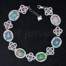 Опаловый браслет натуральный опал 925 серебро 0.78ct* 6 шт. драгоценный цветок изделия# BL16062303