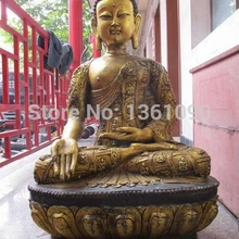 Xd 001301 Огромный Тибет Буддизм Храм Бронзовый Gild Свинка Шакьямуни Будда Шакьямуни Статуя