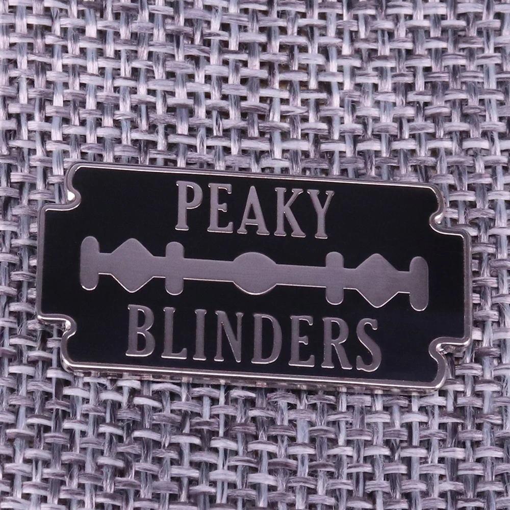 

Thomas Shelby Peaky Blinder razor blade pin badge Gift for Fathers Day