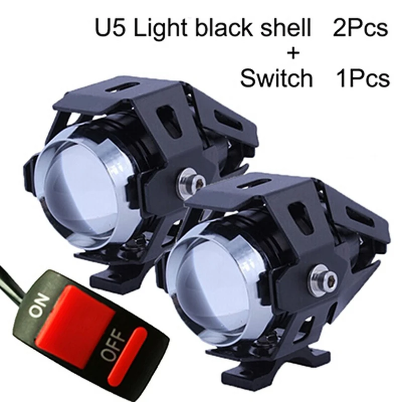 

2PCS 125W Auxiliary Car Motorcycle Headlights Lamp U5 Led Lamps for Motorcycle Spotlights Headlight 12V Motor Spot Head Lights