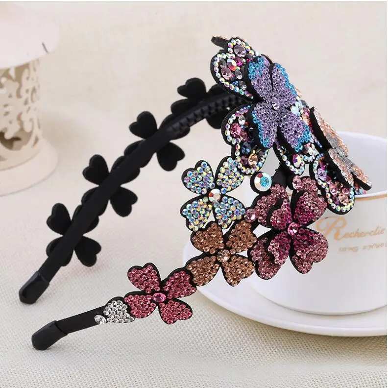 Роскошный Полный Rhinestone Женщины Hairbands Цветочный Кристалл повязки женские аксессуары для волос заколки голову обруч