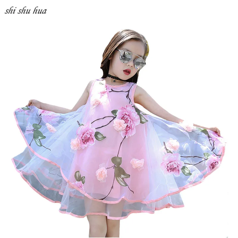 

Girl summer day sleeveless dress baby birthday party get together fashion dress little girl summer tour Shoot photo clothing