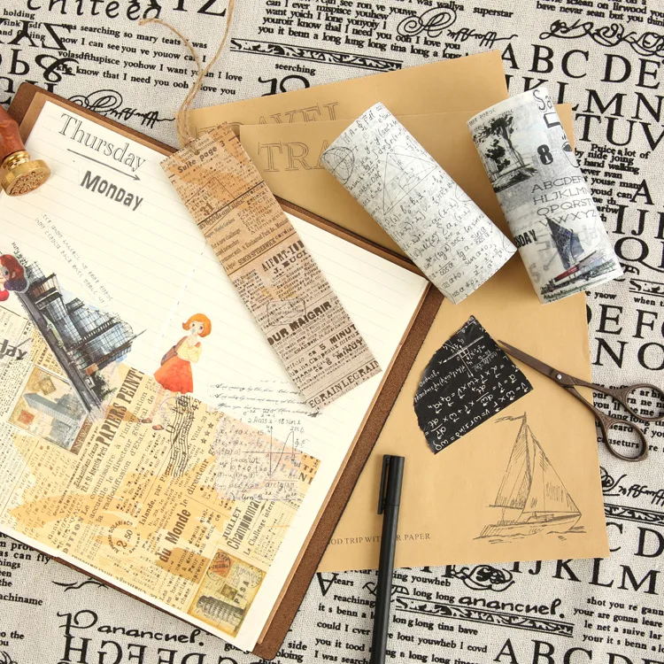 

5 pcs/lot DIY Japanese Paper Decorative Adhesive Tape Cartoon Vintage Washi Tape/Masking Tape Stickers