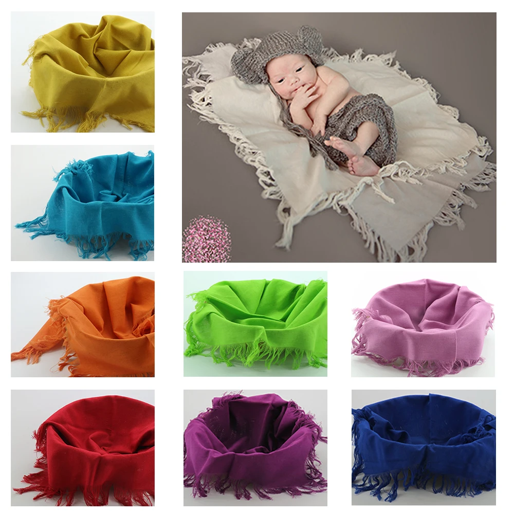 

D&J 75*50cm Linen Layering Mini Basket Stuffer Basket Filler Baby Photography Blankets Newborn Props Baby Studio Photo Backdrop