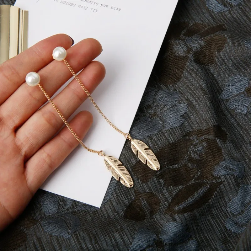 Женские длинные висячие серьги Boucle D'oreille вечерние подвески с имитацией жемчуга
