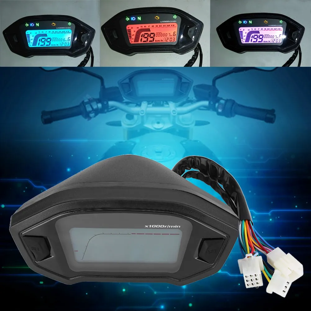 Motorcycle Digital Colorful Lcd Gauge Backlight 13000rpm