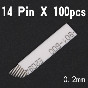 

100PCS Microblading 14 Pin Blade Permanent Makeup Manual Eyebrow Tattoo 14 Flex Lamina Tebori Needles For Embroidery Pen Machine