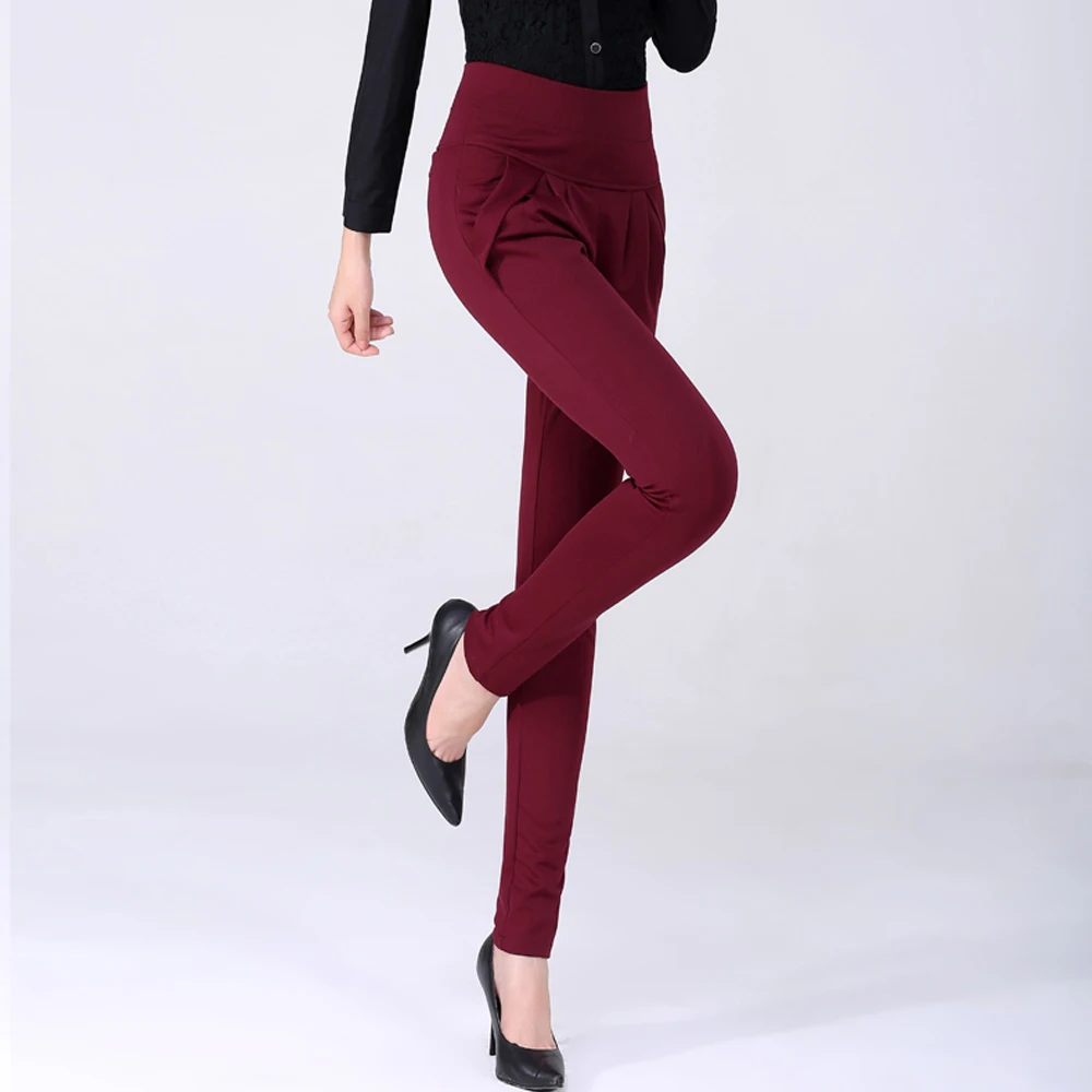 New Plus Size Women High Waist Pants Loose Stretch Harem Pants Female Casual Long Trousers Classic Pleated Pocket Office Pants Pants