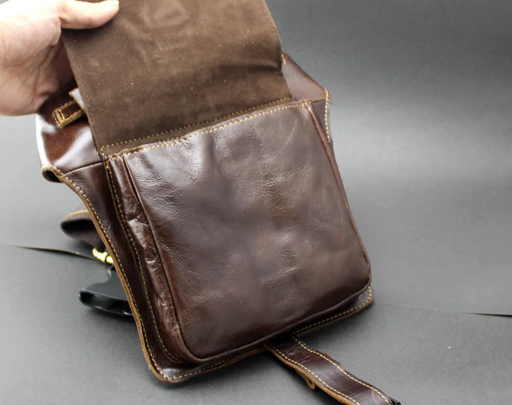 Мужские сумки из натуральной кожи в винтажном стиле, байкерские дорожные сумки на плечо, нагрудные сумки на талии, коричневые