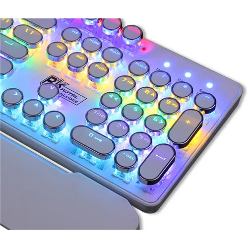 Игровая механическая клавиатура с подсветкой с буквенным алфавитом, светящаяся подсветка 104 клавиш, проводная usb-клавиатура в стиле ретро, панк, круглая крышка для ключей - Цвет: White KB multi-light