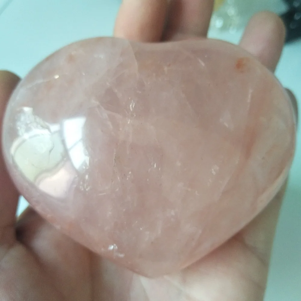 

A 350-400g Natural rose quartz crystal heart healing crystal household ornament