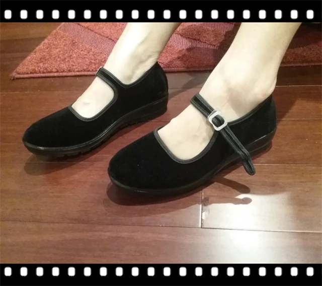 2019 Mary Janes Panie mieszkania klamra Strap wygodne kobiety buty okrągłe toe Solid casual buty plus rozmiar 34 ~ 41 czarny WFS508 -