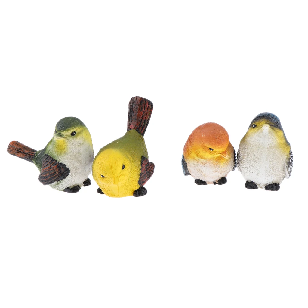 4pcs Artificial Resin Bird Feather Realistic Home Garden Decor Ornament