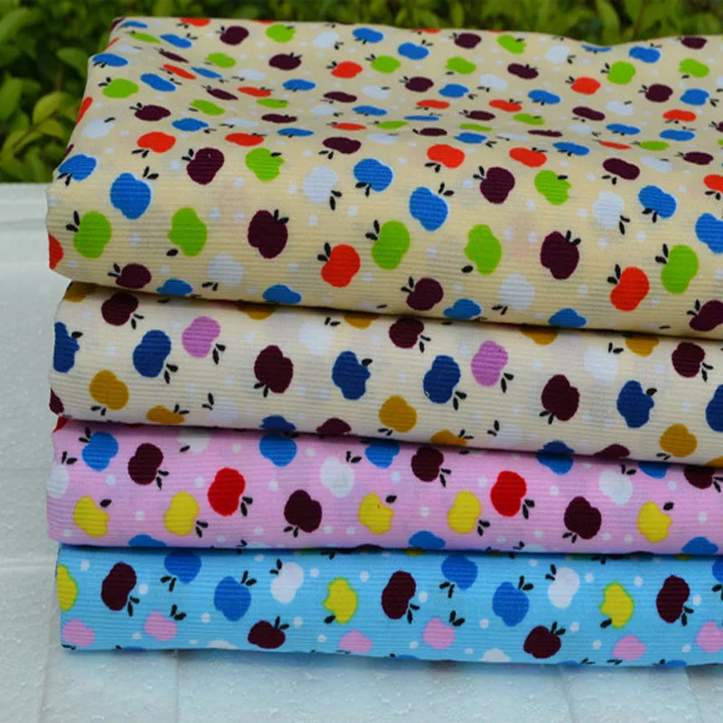 Fashion 50x105cm 4 Candy Colors Colorful Apple Fruits 100 Cotton Flannel Fabric For Children