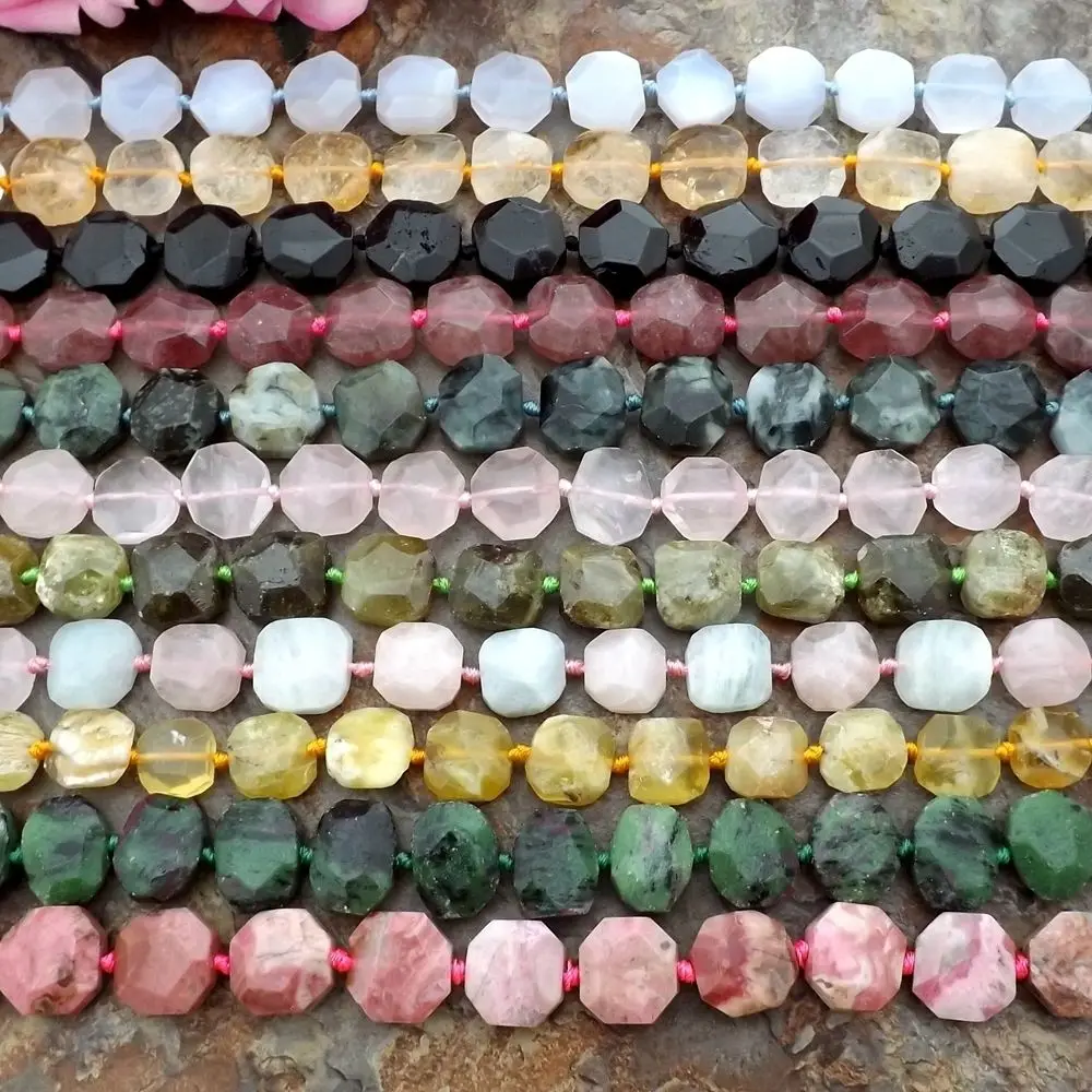 

Natural Stone Hand Cut Faceted Nugget Loose Beads 16" Strand