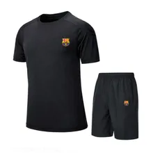 Barcelona 2019 2PCS Men Cotton T-shirt+Short Suit Casual O-Neck Male Short-sleeved Shirt Pant Set Black Men's Sweatshirt Suits