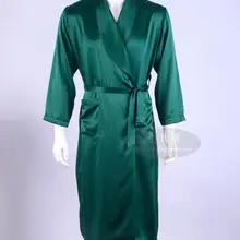 Мужская шелковая Тяжелая шелковая пижама с длинным рукавом халат длинный шелковый халат одежда из шелка(домашняя мебель большой код 2