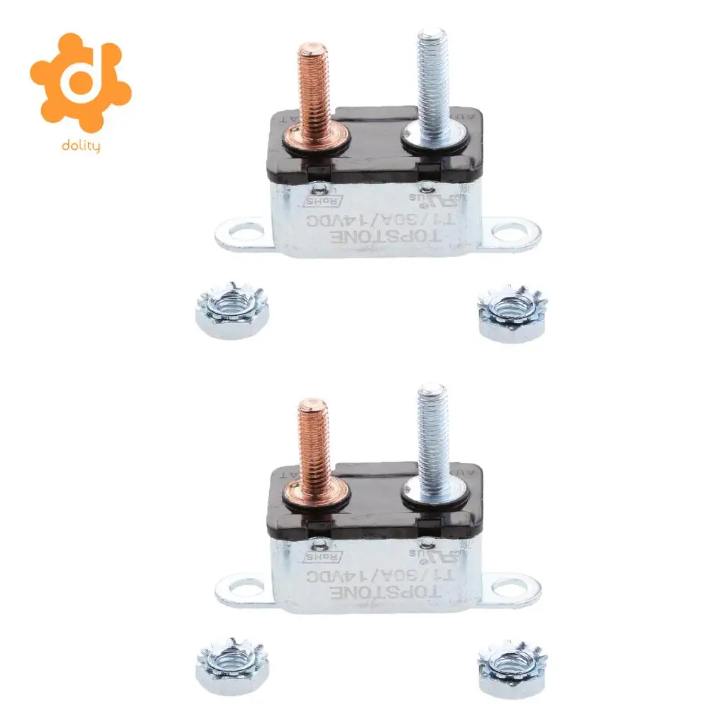 Dolity 2pcs 30A 12v Автоматический сброс выключателя предохранителя шпилька болт тип 1