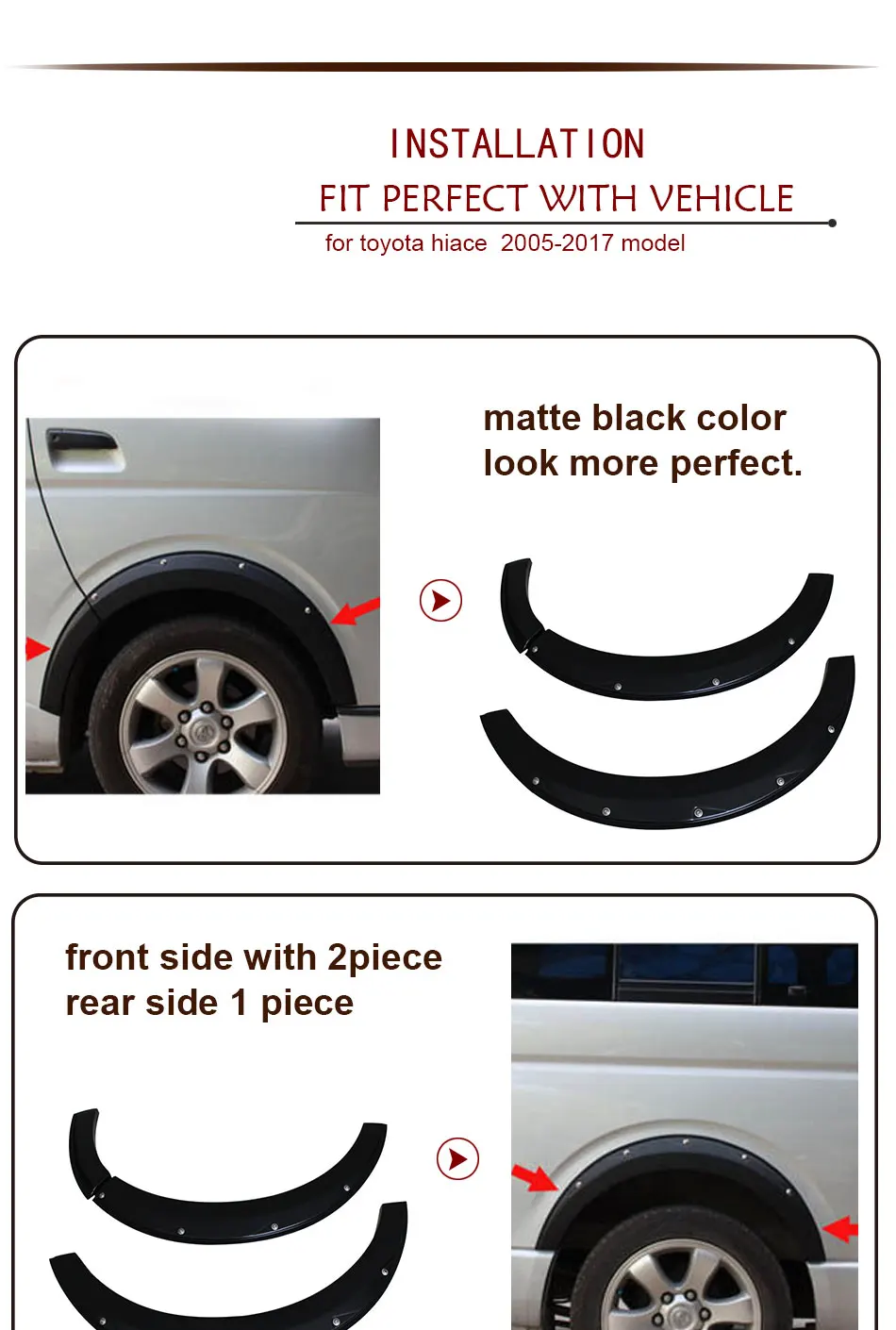 ford van fender flares on 2005 2019 Fender Flares For Toyota Hiace Commuter Van Fender Accessories Mudguards For Toyota Hiace Wheel Arch Kits Flare Ycsunz Mudguards Aliexpress