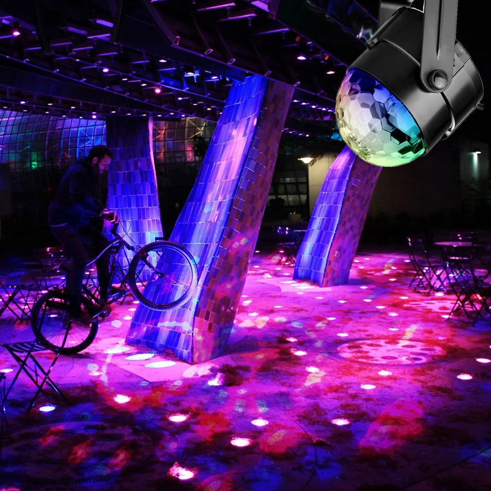 عالية الجودة 7 ألوان ديسكو غسل ضوء 3 W الصوت المنشط جهاز عرض ليزر RGB تدوير المرحلة الإضاءة تأثير ضوء المصباح دروبشيب