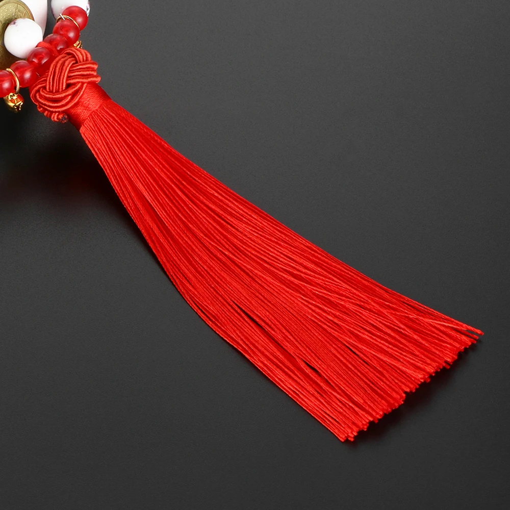 2 Pcs//Set Car Pendant Smiling Lucky Cartoon Cat Decoration Auto Interior Rearview Mirror Fur Tassels Hanging Ornament Accessory 3