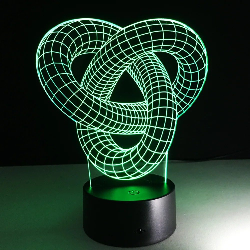 Художественный абстракция петли узел современные 3D USB ночник красочные светодиодный стол лампа для дома Спальня Свадебные украшения