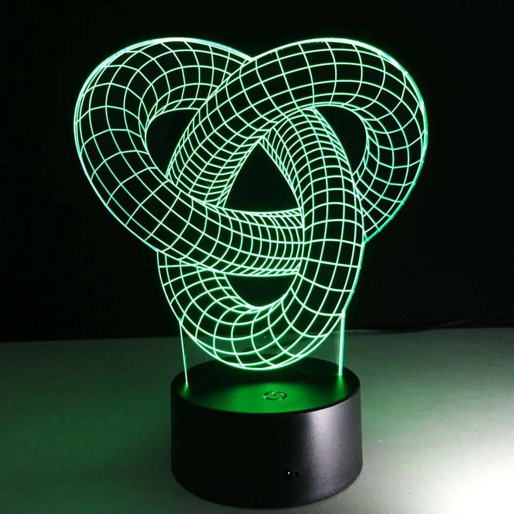  Artistic Abstraction Loop Knot Modern 3D USB Night Light Colorful LED Desk Table Light Lamp For Hom