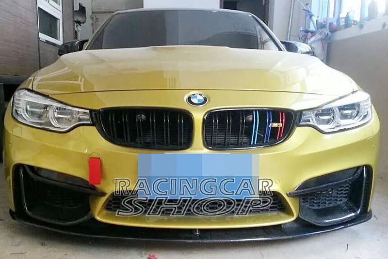M P Stye Real Carbon Fiber Front Splitter Spoiler 5pcs/set For F80 M3 F82 F83 M4 Front Bumper 2014UP
