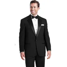 New suit Black Jacket With Satin Lapel Groom Tuxedos Groomsmen Best Man Suit Men Wedding Suits custom (Jacket+Pants+Bow Tie )