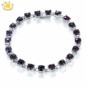 

Hutang Jewelry Natural Black Garnet Bracelet 7 Inch Solid 925 Sterling Silver Checkboard Cut Gemstone Fine Fashion Jewelry 7
