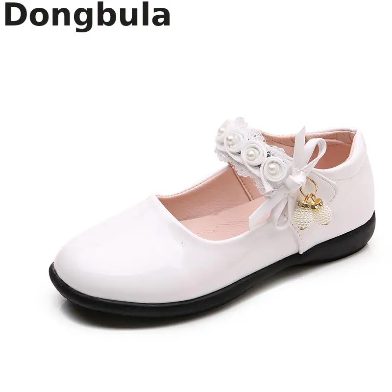 

2019 Spring New Girls Princess Leather Shoes For Kids Shoes Baby Red Fashion Bow Flowers Children Dress Flat Shoes Wedding Party