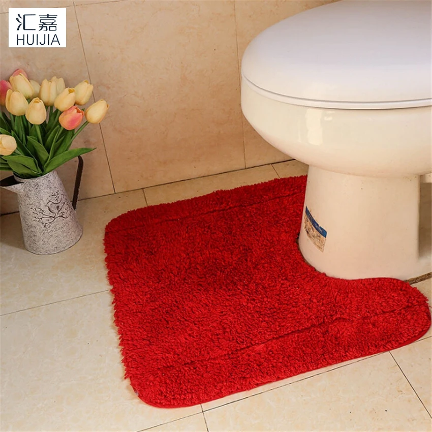 U Shape Toilet Bath Mat High Quality 5 Color Shag Bathroom Mat Anti Slip Super Absorbent Area