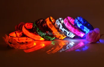

50pcs/Lot New Arrival Camouflage LED Dog Collar Flashing Pet Collars Lighted Up Nylon Dog Collars Free Shipping