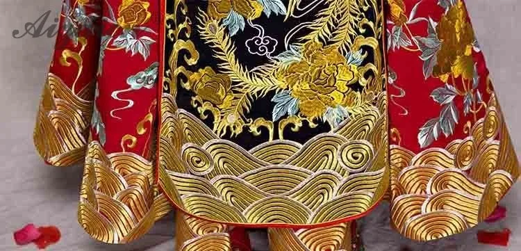 Новинка весны дракон феникс Чонсам в ретростиле Китай длинные платья Qi Pao Китайский традиционный свадебный платье Qipao женское заднее платье