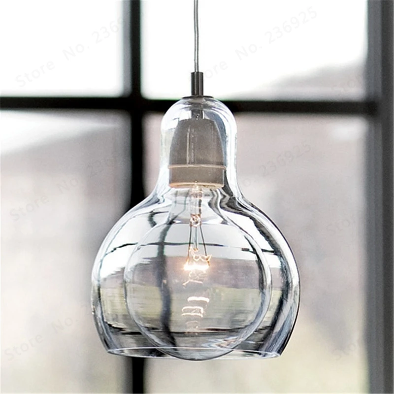 GZMJ Современный короткий светодиодный подвесной светильник прозрачный/серый/Abmer стеклянный шар для спальни подвесной светильник E27 для гостиной столовой подвесной светильник