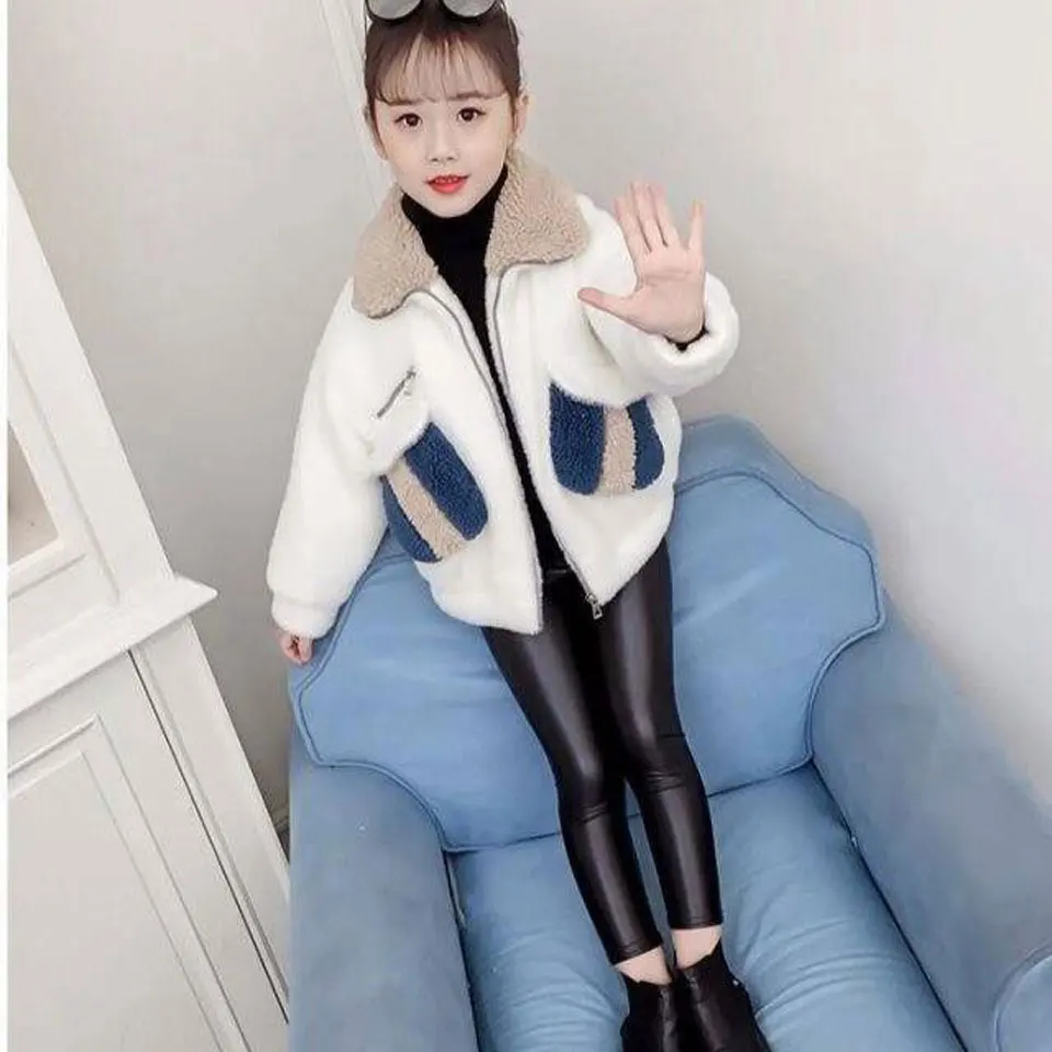 

Girls' jackets 2019 Fall And Winter Fashino New Children's Wear Korean Version Of The Children Coat 2 Colors For 4 5 6 8 10 12Y