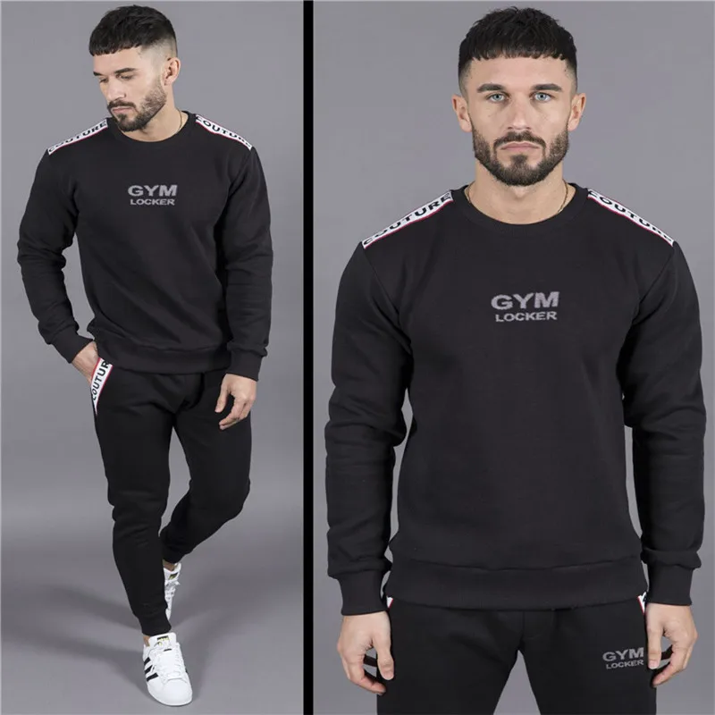 Vertvie 2 piece suit cotton long-sleeved sportswear men's running suit men's jacket sweatpants suit men's mountaineering sportsw