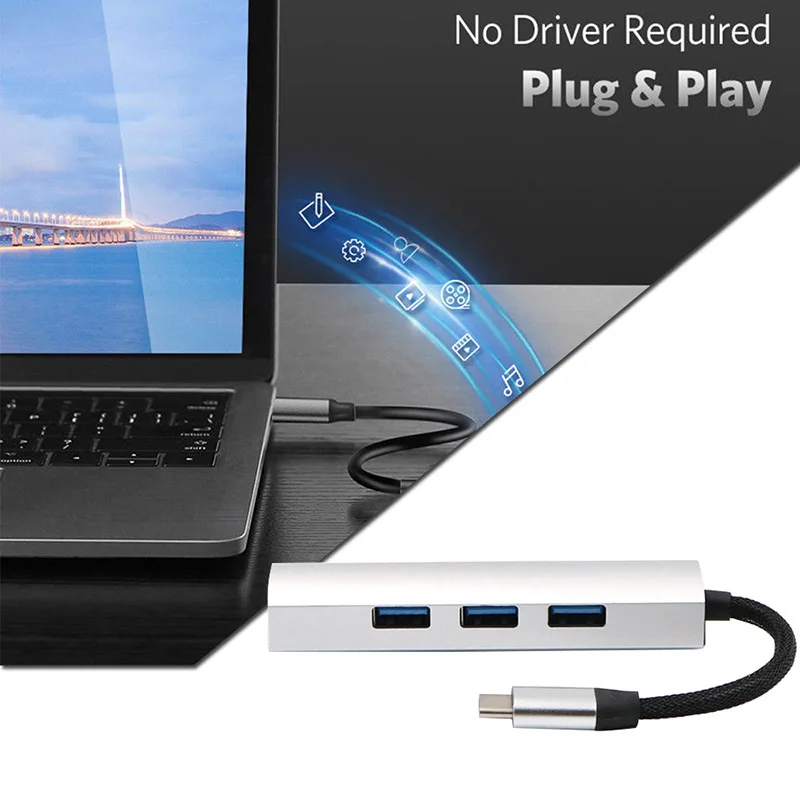 USB 3,1 USB-C type C Мужской до 4x женский 4 порта концентратор адаптер ключ для Windows MacBook DJA99